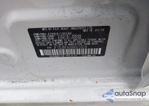 2016 Subaru Impreza 2.0I Premium из США, поврежденный, VIN JF1GJAF62GH021818